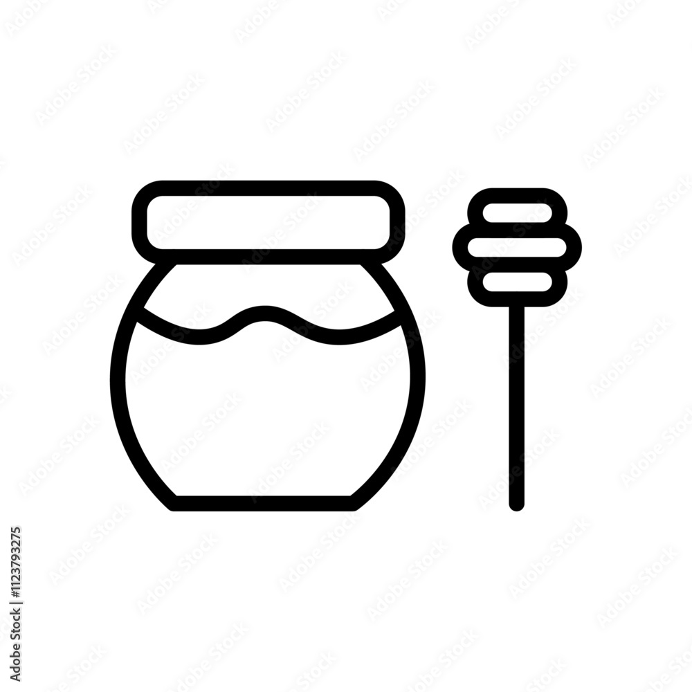 Aufkleber Honey jar icon Outline vector for web ui