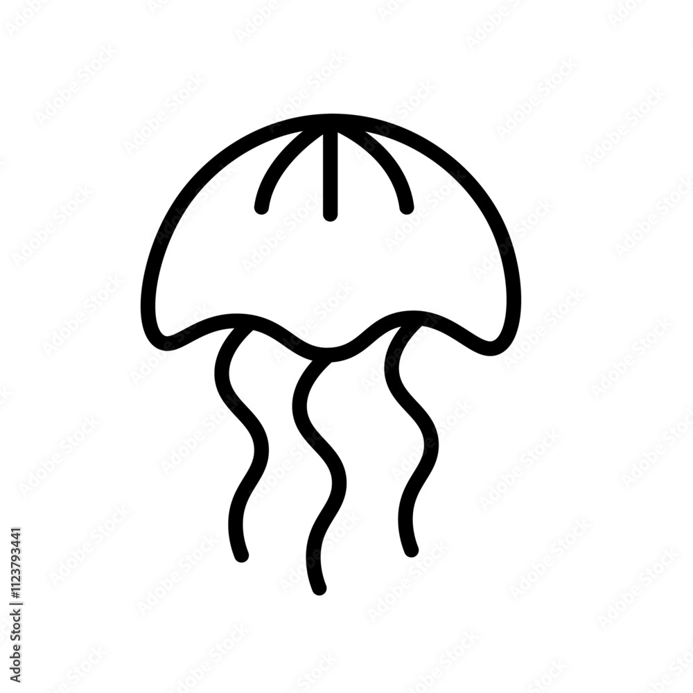 Aufkleber jellyfish icon outline vector for web ui