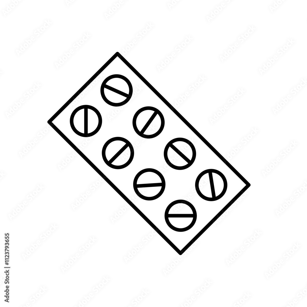 Poster medicine pills icon outline vector for web ui