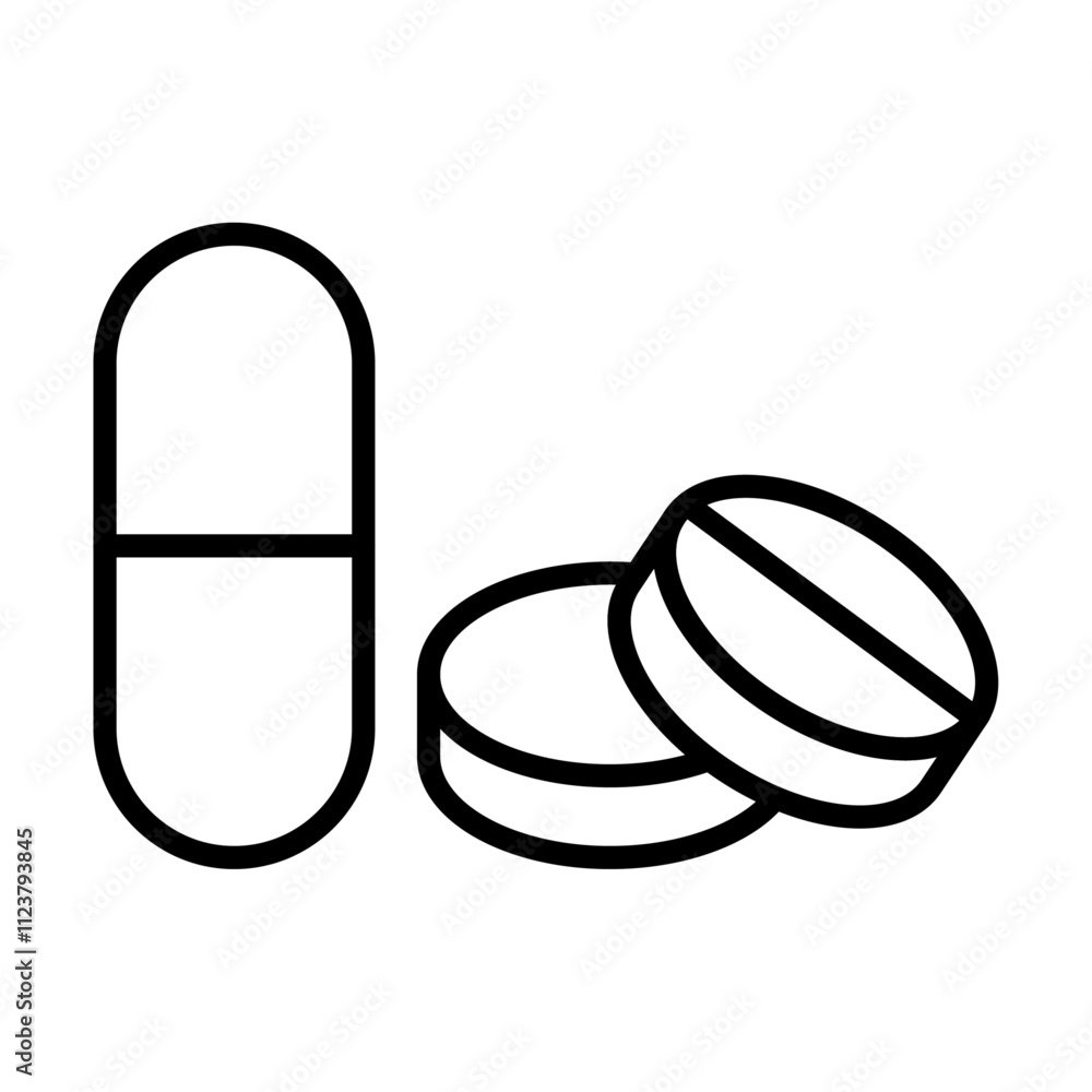 Poster painkiller pills icon outline vector for web ui