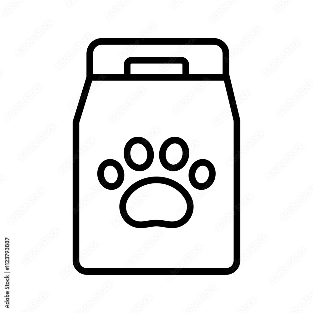 Poster pet food bag icon outline vector for web ui