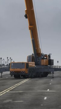 big auto crane on the bridge under constraction