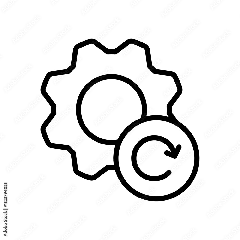 Poster recovery gear icon outline vector for web ui