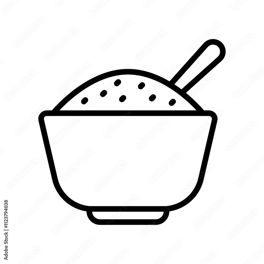 Aufkleber Rice bowl icon Outline vector for web ui