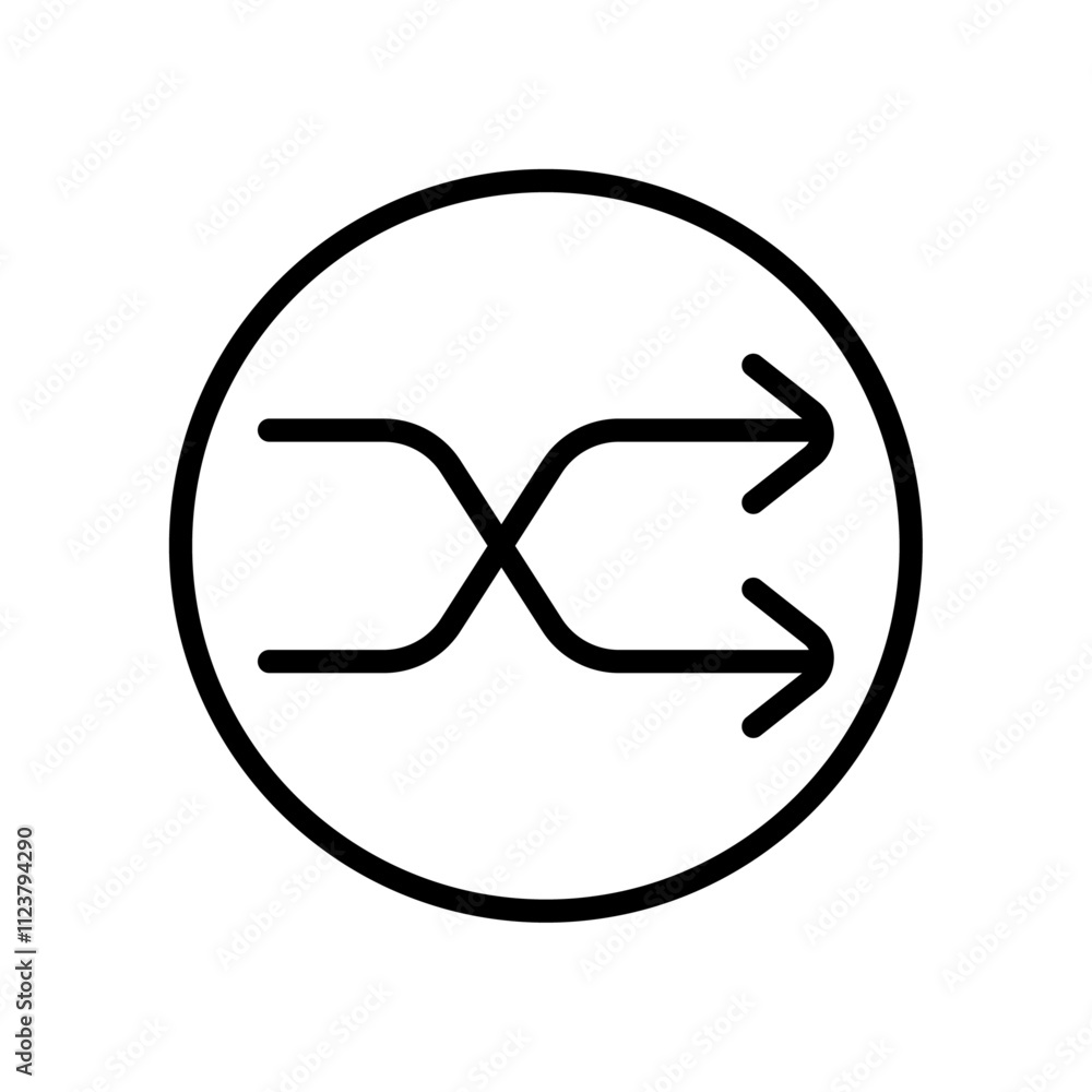 Poster shuffle arrow icon outline vector for web ui