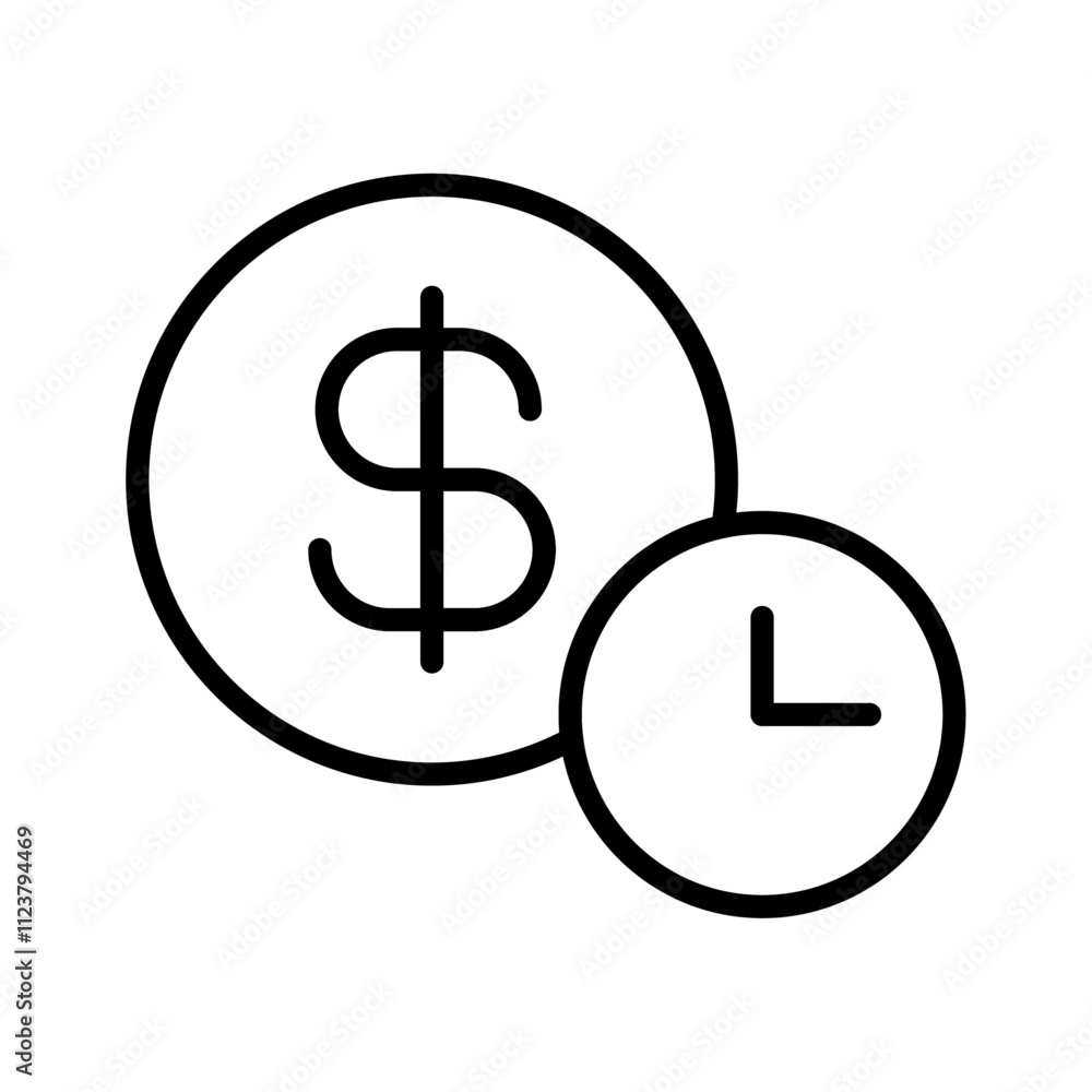 Aufkleber Time is money icon Outline vector for web ui