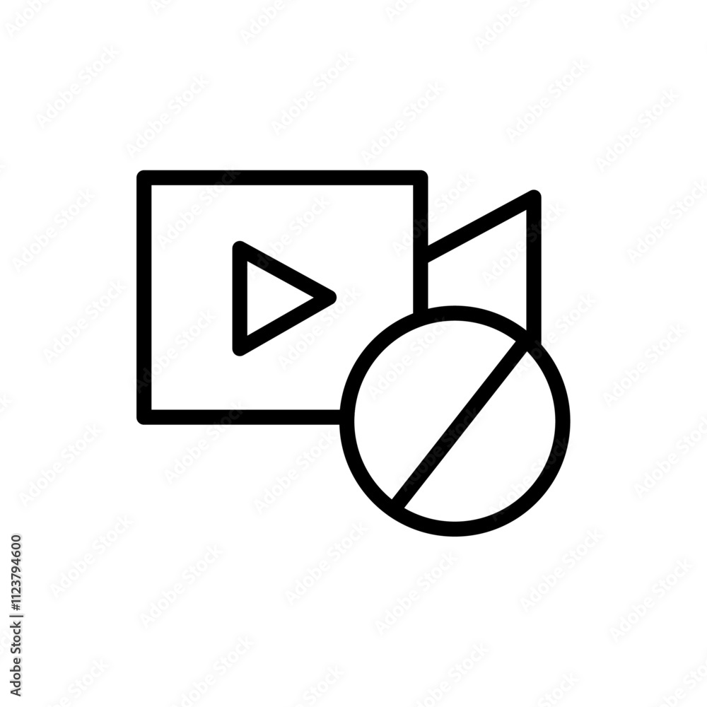 Poster video off icon outline vector for web ui