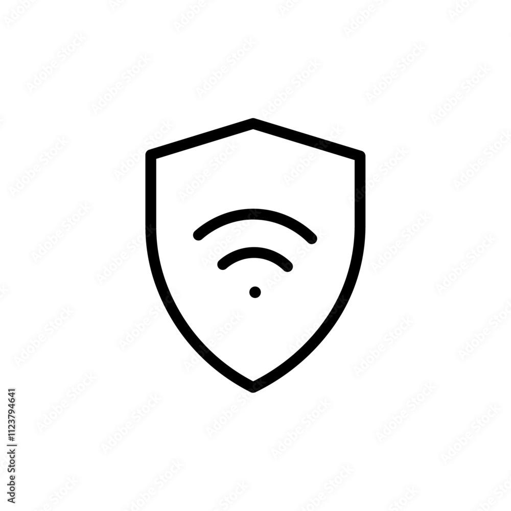 Poster wifi security icon outline vector for web ui