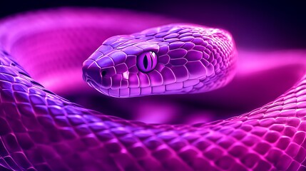 Obraz premium Intense neon lighting on snake with purple and blue backdrop picture