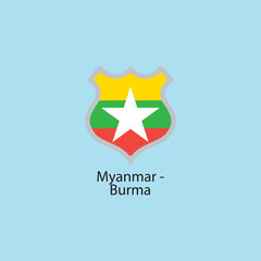 Obraz premium Flat square icon of Myanmar flag. Simple vector illustration.