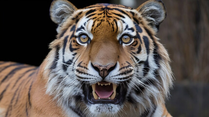 Obraz premium Closeup Portrait of a Tiger with Open Mouth