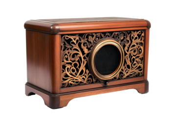 Antique wooden box television with vintage style and cutout screen