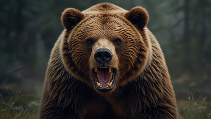 Obraz premium illustration of an angry bear in the forest