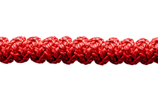 Baseball stitching in vibrant red, detailed lace seam pattern