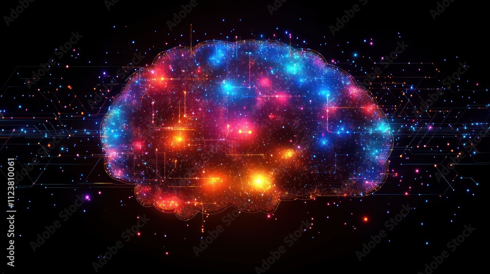 Aufkleber digital brain: a neural network visualization