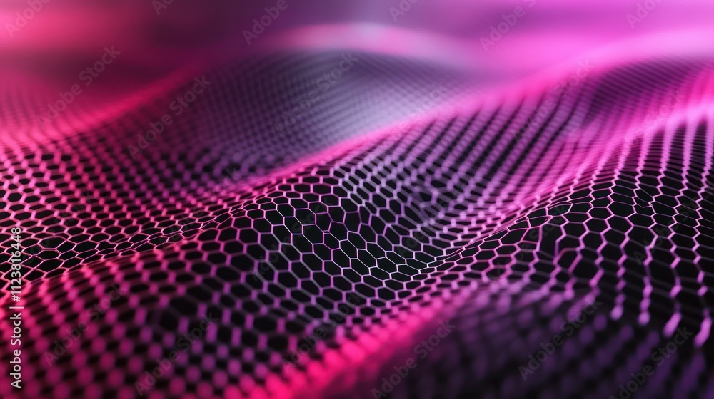 Aufkleber abstract pink and black hexagonal grid pattern, digital wave background.