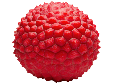 Red Textured Sphere with Hexagonal Pattern on Its Surface
