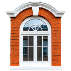 Obraz premium Elegant Arched Window Design with Orange Brick Wall Style