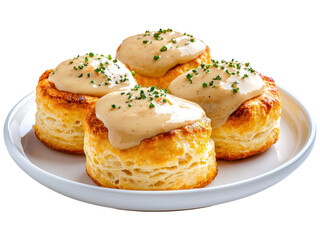 Flaky Biscuits with Savory Creamy Sauce and Fresh Herbs Topping