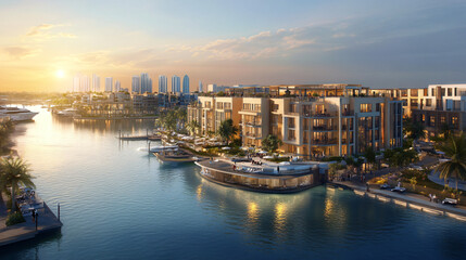 Fototapeta premium A waterfront development promoting recreation and social interaction.