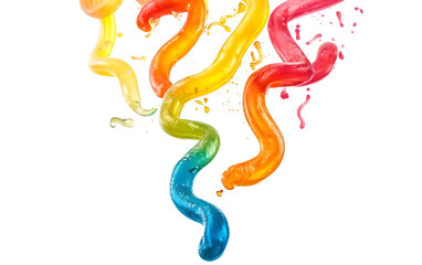 Obraz premium Falling gummy worms, colorful and vibrant