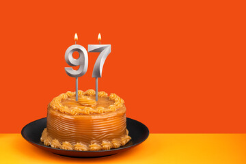 Birthday cake with dulce de leche frosting - Candle number 97