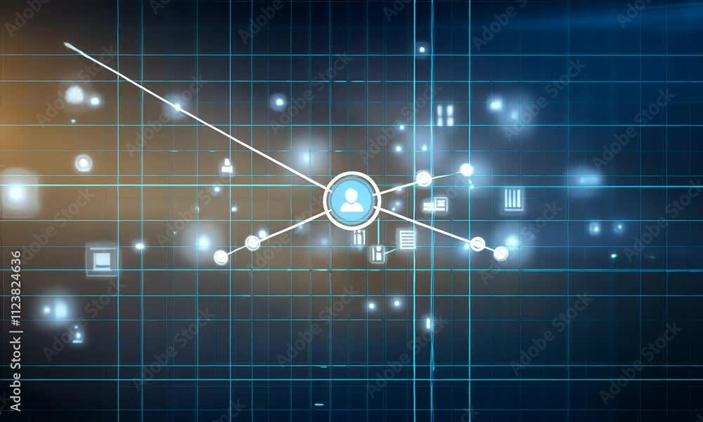 Poster abstract digital grid with glowing blue data streams