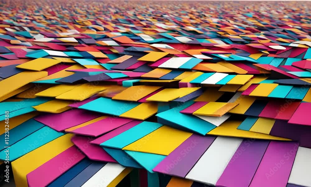 Poster abstract colorful interlocking geometric shapes in a wave pattern