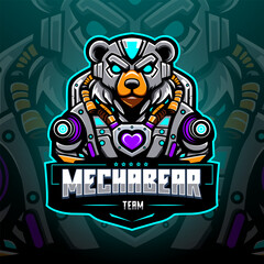 Bear mecha esports logo gaming editable text