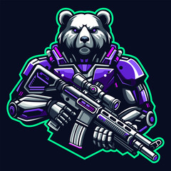Bear robotic armor design vector, vector elements, vector stickers