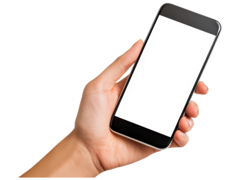 Hand Holding Smartphone with Blank Screen for Mockup Display