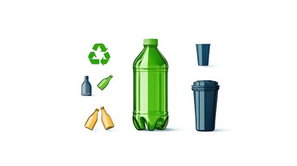 Eco-Friendly Recycling Symbol on Green Background - Concept Illustration