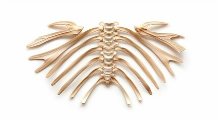 Fototapeta premium Detailed chest rib structure showcased against a background, ideal for medical education and skeletal anatomy studies.
