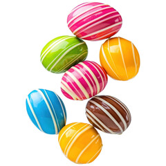 Colorful Decorative Easter Eggs with Stripes and Swirls for Festive Celebrations