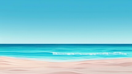 Obraz premium Experience the calm of a peaceful beach with soft sands, sparkling waves, and a cloudless azure sky, perfect for relaxation.