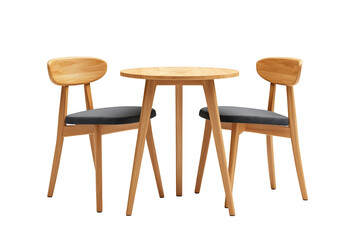 Minimalist wooden table set with two chairs