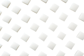 Neatly arranged white sugar cubes