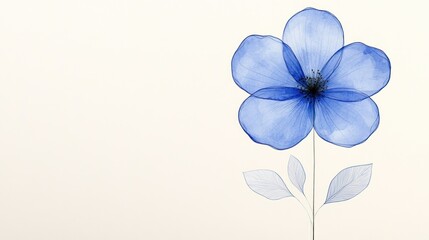 Obraz premium Elegant and Serene: Delicate Petals of Vibrant Blue Watercolor Flower on White Background