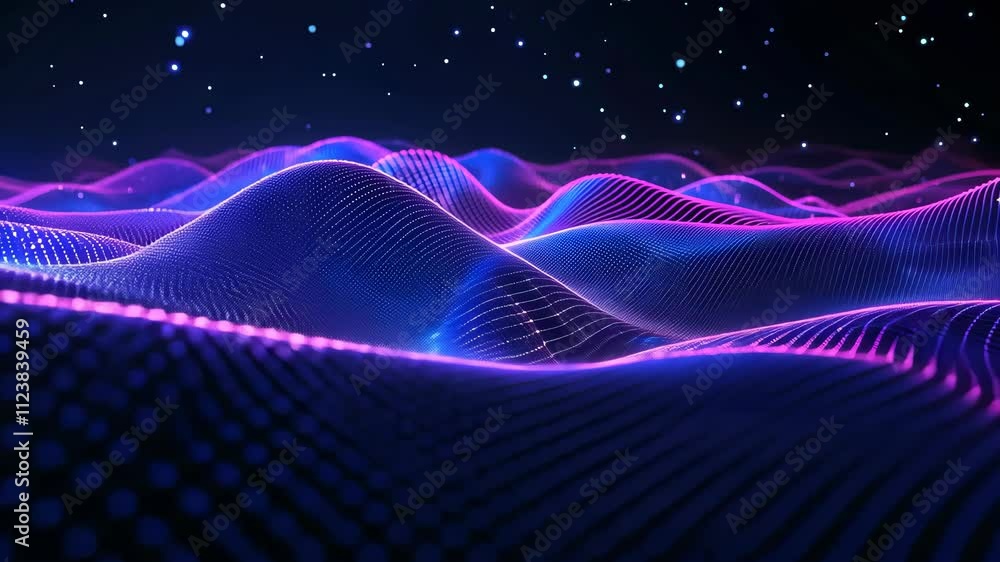 Poster a vivid, glowing digital scribble dances on a dark backdrop, creating a mesmerizing landing page con