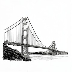 Obraz premium Golden gate bridge san francisco illustration urban landscape aerial view architectural design inspiration