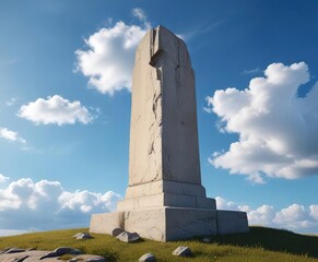 Simple yet elegant stone monument against the backdrop of a blue sky, monument, simple