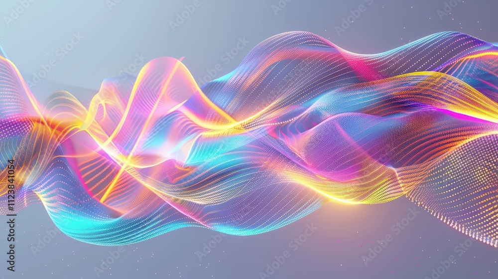 Aufkleber abstract background with colorful glowing waves and light lines on a white background