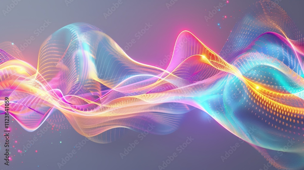 Aufkleber abstract background with colorful glowing waves and light lines on a white background