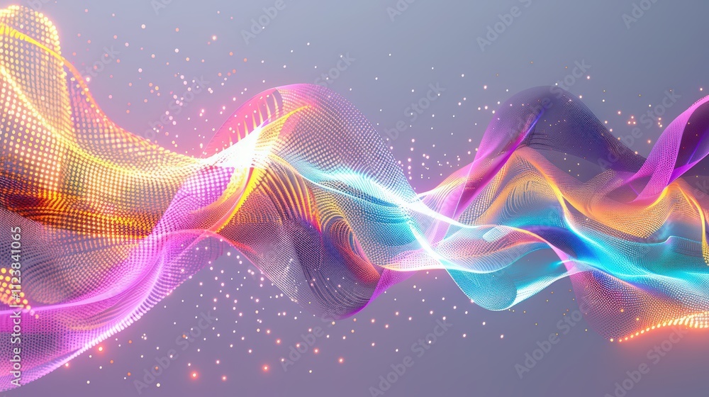 Aufkleber abstract background with colorful glowing waves and light lines on a white background