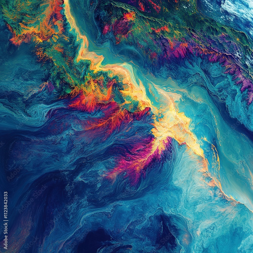 Aufkleber vibrant abstract patterns digital art colorful swirls energetic environment close-up view artistic e
