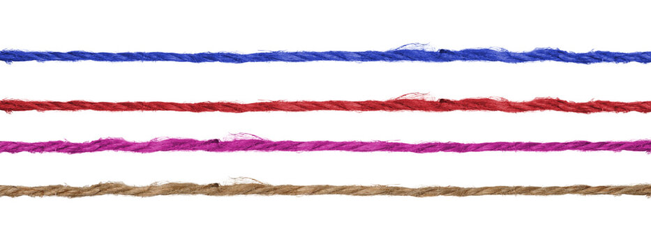 Multicolored jute rope on isolated background, packaging