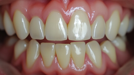 Smiling woman's teeth with orthodontics, Generated AI