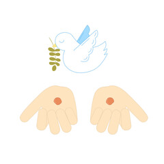 Obraz premium Hands of Christ with Stigmata and Peace Dove with Olive Branch Vector Illustration