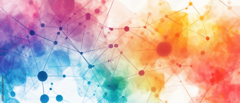 Poster abstract colorful network connection, digital technology background