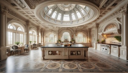 Obraz premium Chic Kitchen with Marble and Gold Details